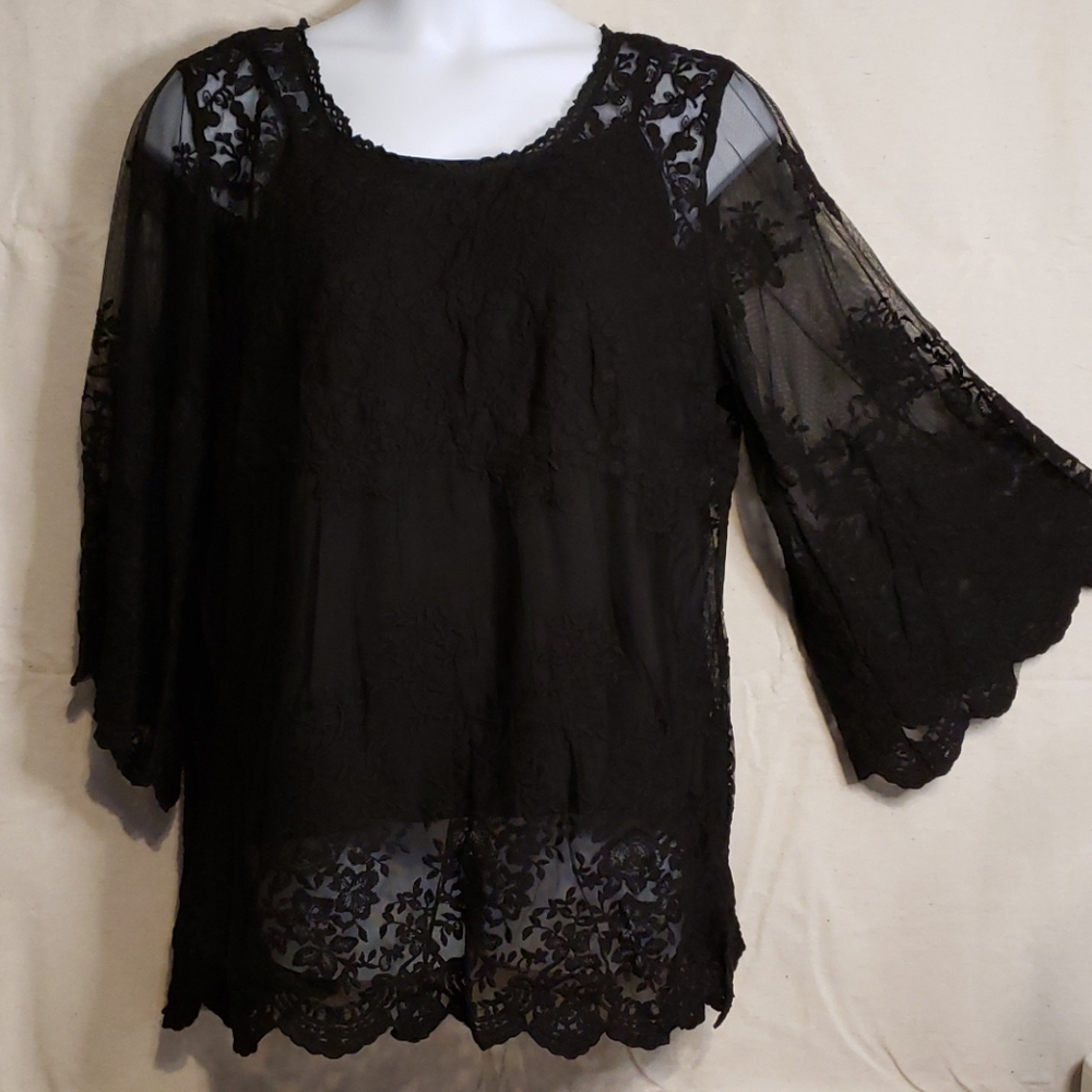 Black Embroidered Blouse, Top